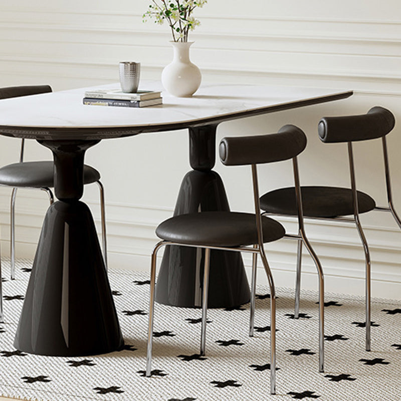 Contemporary Dining Room Dinner Table Oval Double Pedestal Dining Table