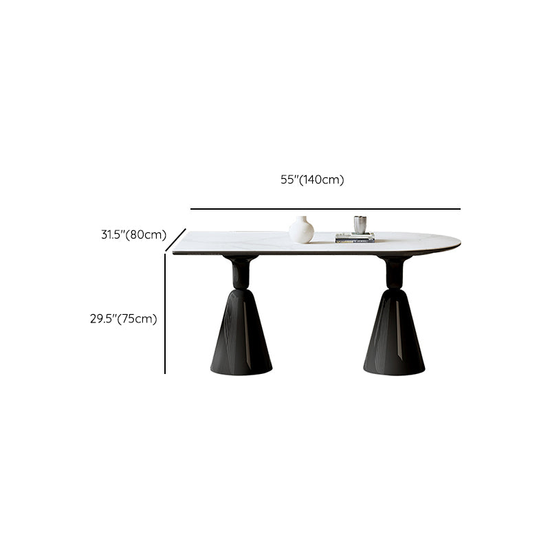 Contemporary Dining Room Dinner Table Oval Double Pedestal Dining Table