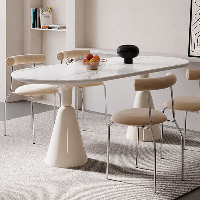 Contemporary Double Pedestal Dining Table Oval  Kitchen Dinner Table