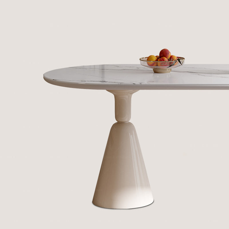 Contemporary Double Pedestal Dining Table Oval  Kitchen Dinner Table
