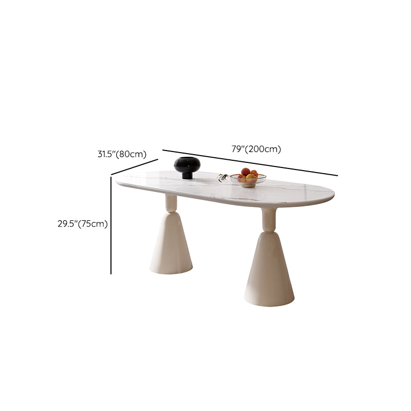 Contemporary Double Pedestal Dining Table Oval  Kitchen Dinner Table