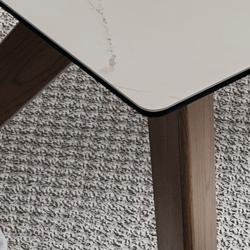 Modern Dining Table Sintered Stone Dinner Table with Wooden Base