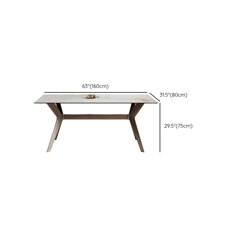 Modern Dining Table Sintered Stone Dinner Table with Wooden Base