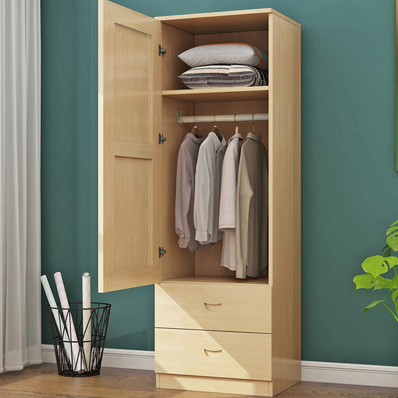 Contemporary Style Wardrobe Armoire Wooden Wardrobe Closet with Door and Drawer