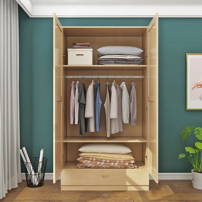 Contemporary Style Wardrobe Armoire Wooden Wardrobe Closet with Door and Drawer