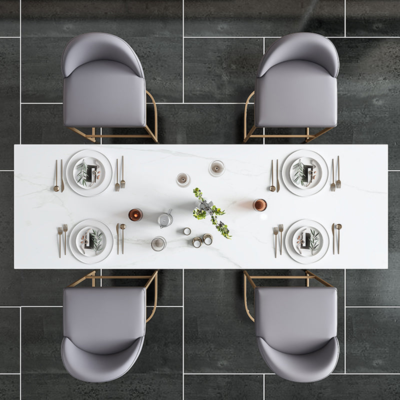 Contemporary Style Rectangle Pub Set 1/5 Pieces Faux Marble Pub Dining Set for Indoor