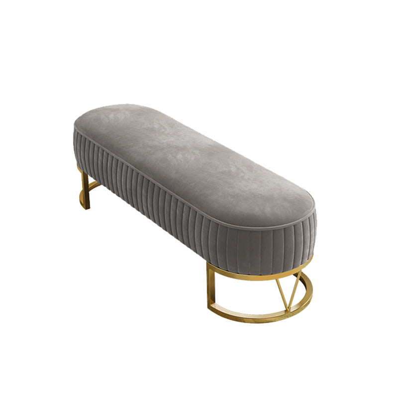 Modern Cushioned Seating Bench Oval Entryway and Bedroom Bench with Drawers