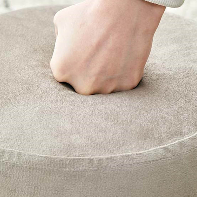 Luxury Ottoman Velvet Upholstered Solid Color Round Ottoman with Metal Legs