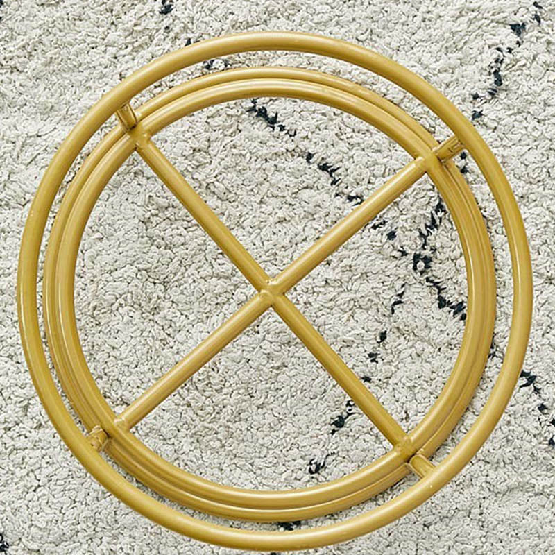 Luxury Ottoman Velvet Upholstered Solid Color Round Ottoman with Metal Legs