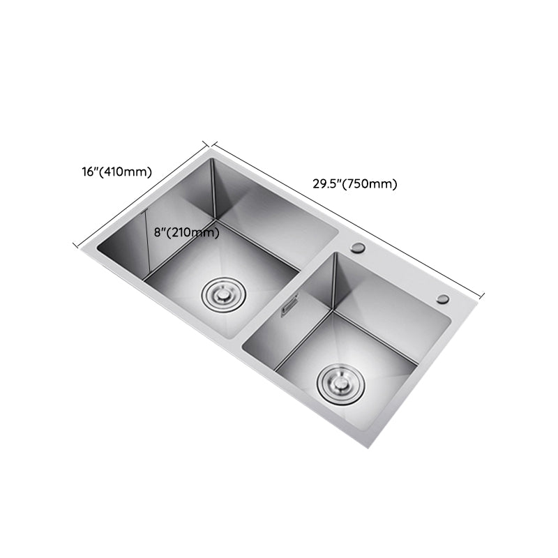 Scratch Resistant Kitchen Sink Double Bowl Stainless Steel Square Top-Mount Kitchen Sink