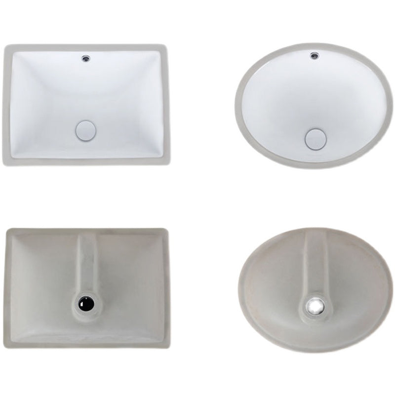Modern Undermount Vanity Sink Oval Porcelain with Pop-Up Drain Bathroom Sink