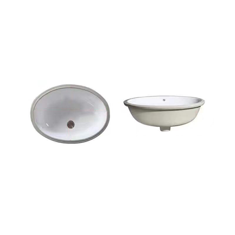 Modern Undermount Vanity Sink Oval Porcelain with Pop-Up Drain Bathroom Sink