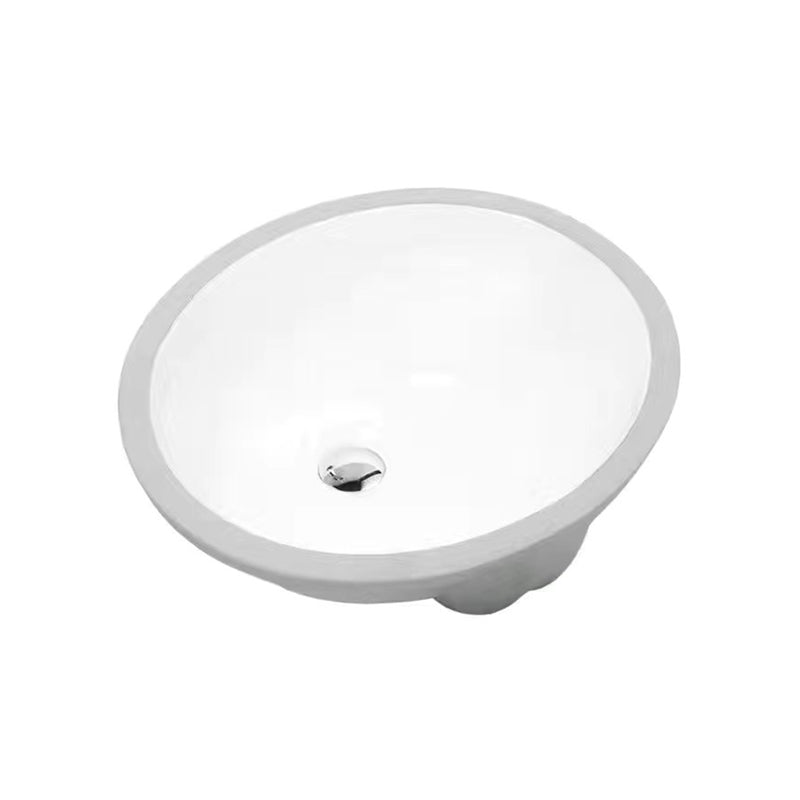 Modern Undermount Vanity Sink Oval Porcelain with Pop-Up Drain Bathroom Sink