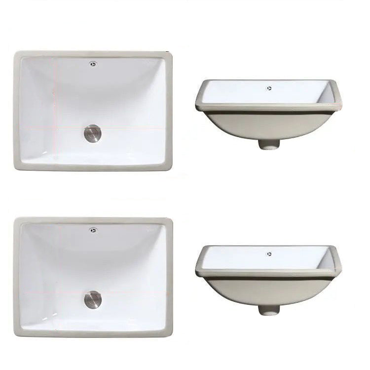 Modern Undermount Vanity Sink Oval Porcelain with Pop-Up Drain Bathroom Sink