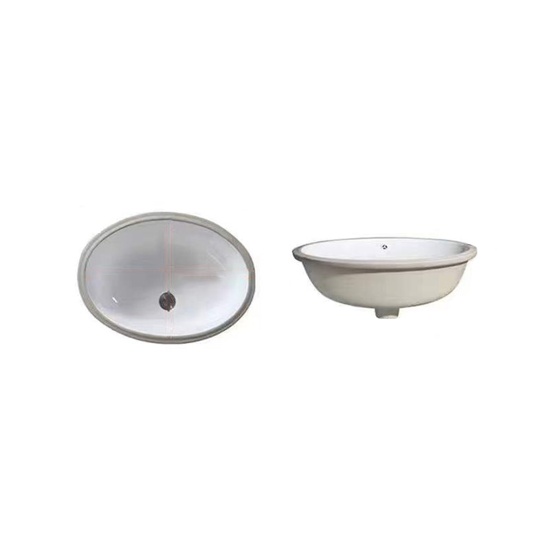 Modern Undermount Vanity Sink Oval Porcelain with Pop-Up Drain Bathroom Sink