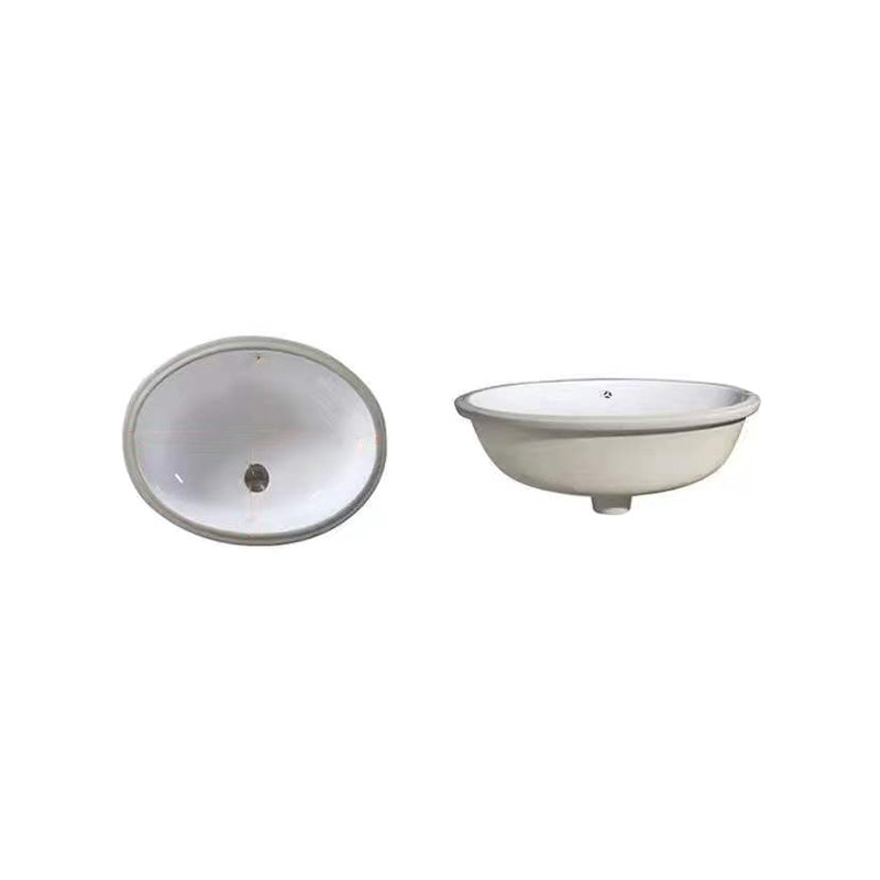 Modern Undermount Vanity Sink Oval Porcelain with Pop-Up Drain Bathroom Sink