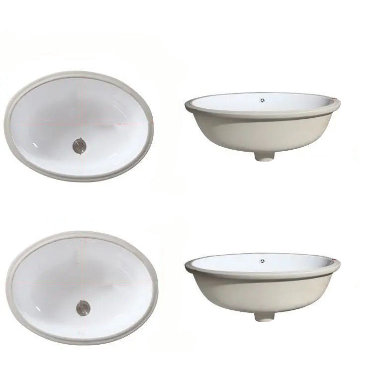 Modern Undermount Vanity Sink Oval Porcelain with Pop-Up Drain Bathroom Sink
