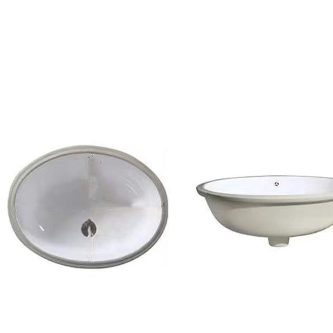 Modern Undermount Vanity Sink Oval Porcelain with Pop-Up Drain Bathroom Sink