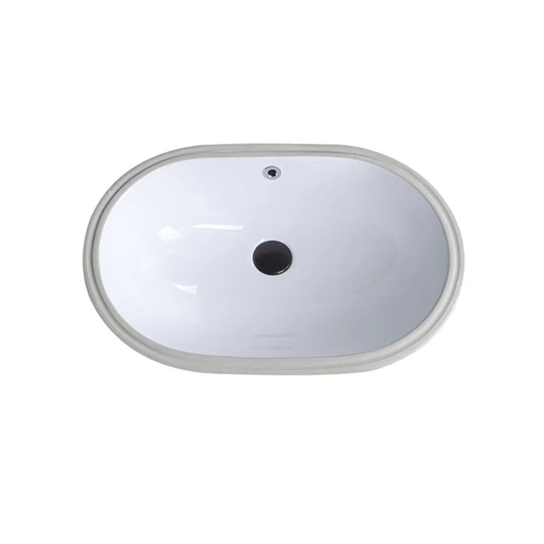 Modern Undermount Vanity Sink Oval Porcelain with Pop-Up Drain Bathroom Sink