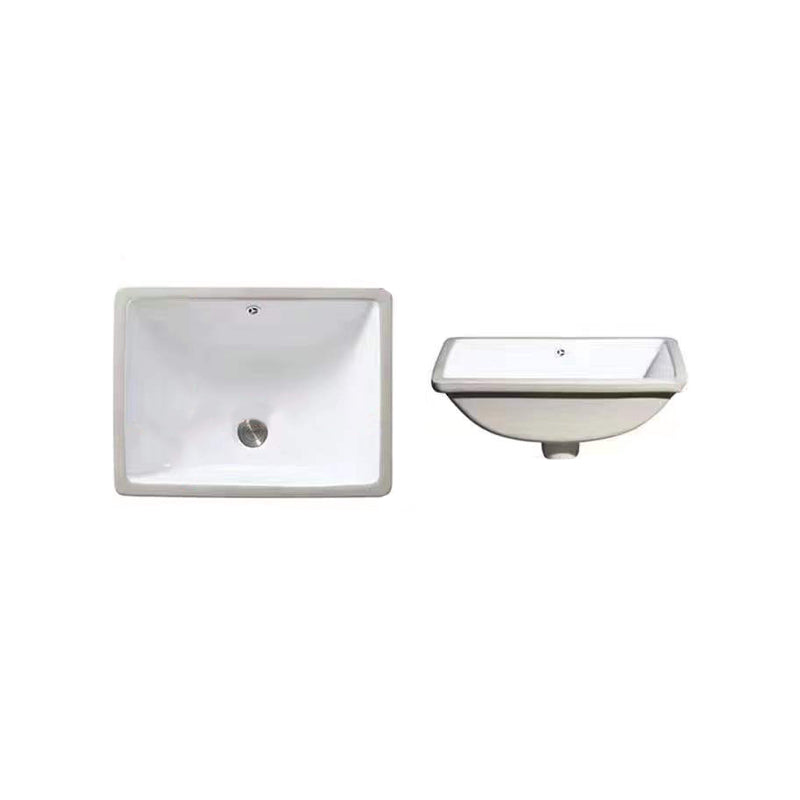 Modern Undermount Vanity Sink Oval Porcelain with Pop-Up Drain Bathroom Sink