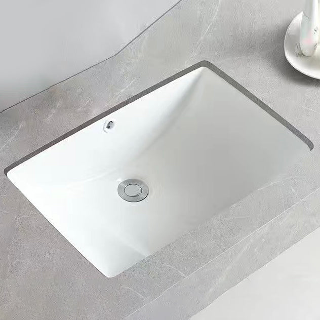 Modern Undermount Vanity Sink Oval Porcelain with Pop-Up Drain Bathroom Sink