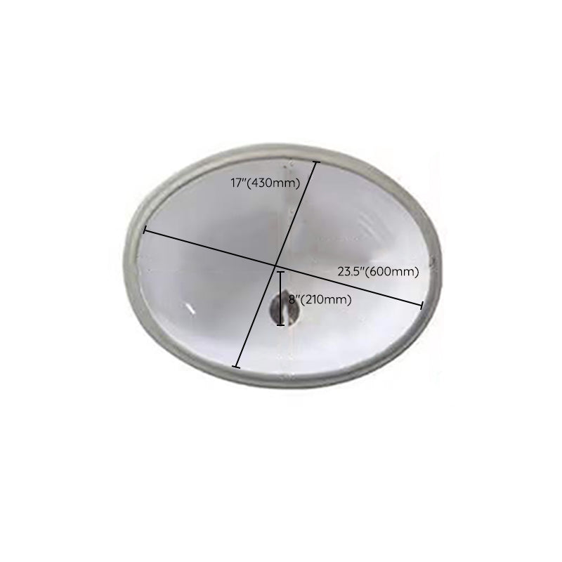 Modern Undermount Vanity Sink Oval Porcelain with Pop-Up Drain Bathroom Sink