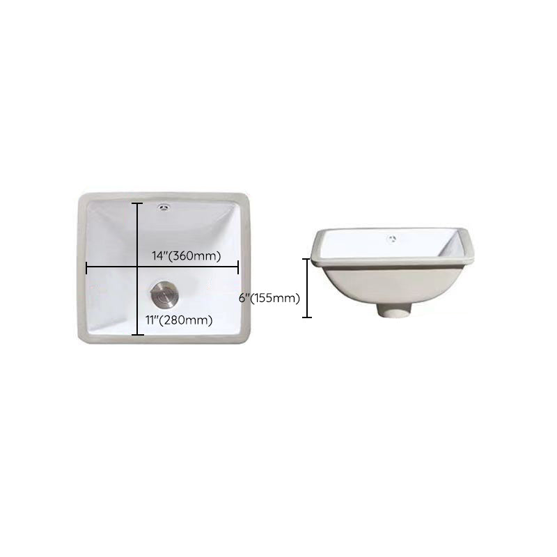 Modern Undermount Vanity Sink Oval Porcelain with Pop-Up Drain Bathroom Sink