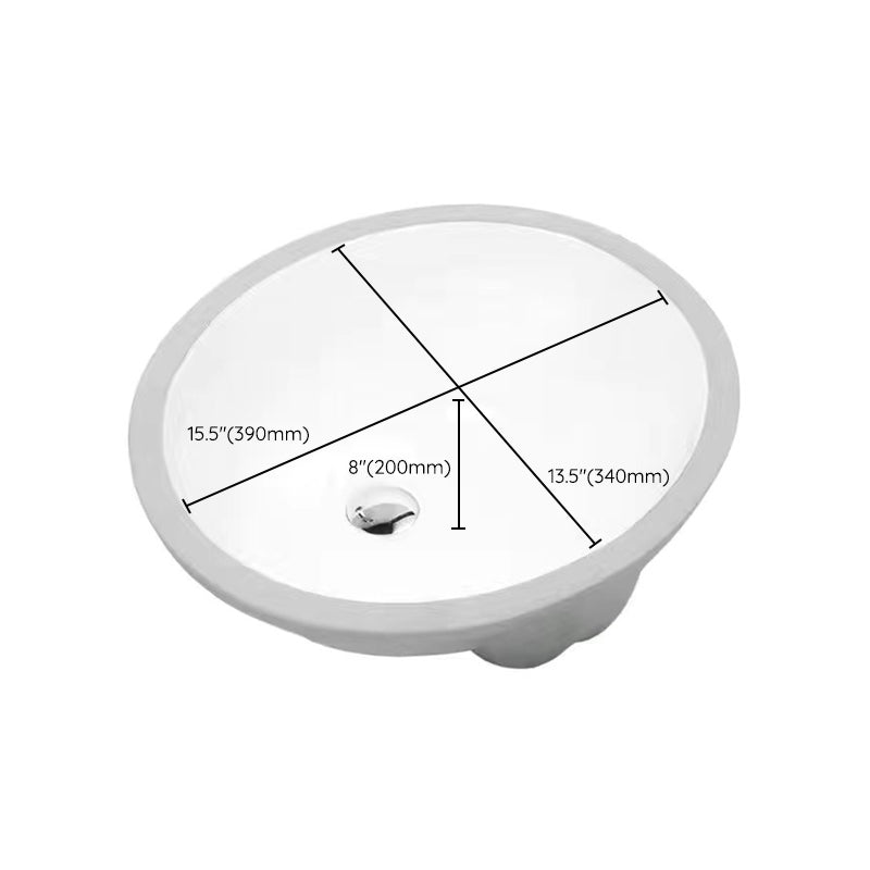 Modern Undermount Vanity Sink Oval Porcelain with Pop-Up Drain Bathroom Sink