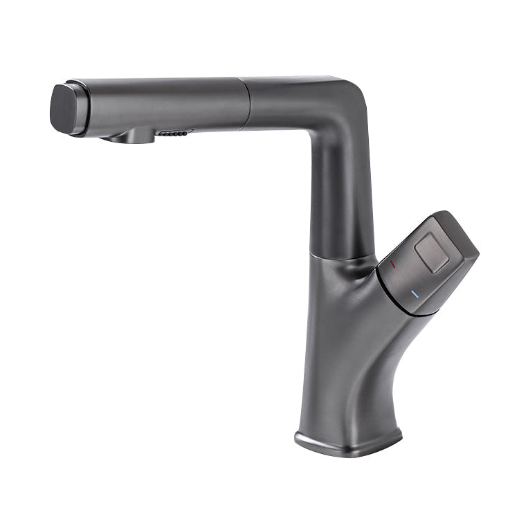 Modern Sink Faucet Lifting Rotary Handle Brass Bathroom Faucet