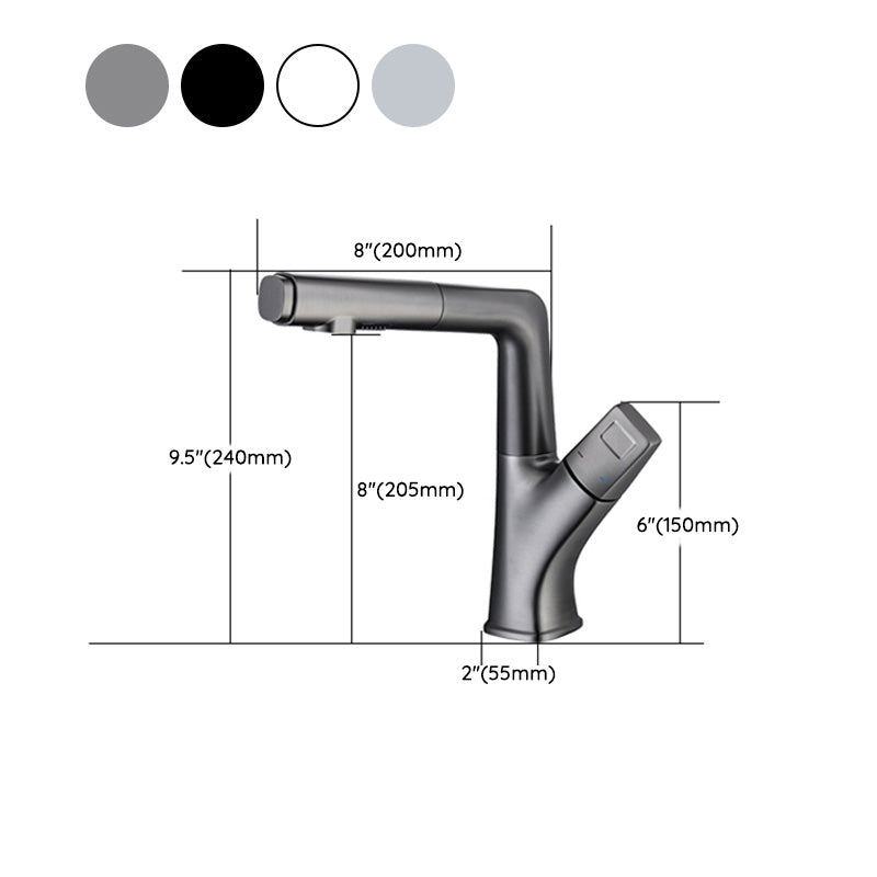 Modern Sink Faucet Lifting Rotary Handle Brass Bathroom Faucet