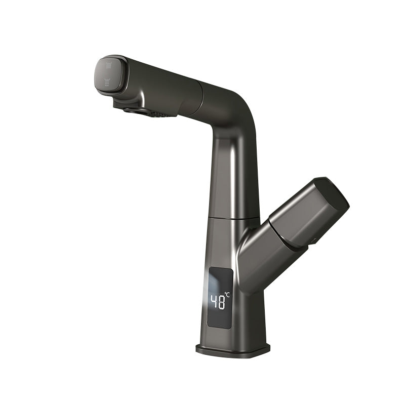 Washroom Sink Faucet Rotary Handle Pull-out Single Hole Sink Faucet