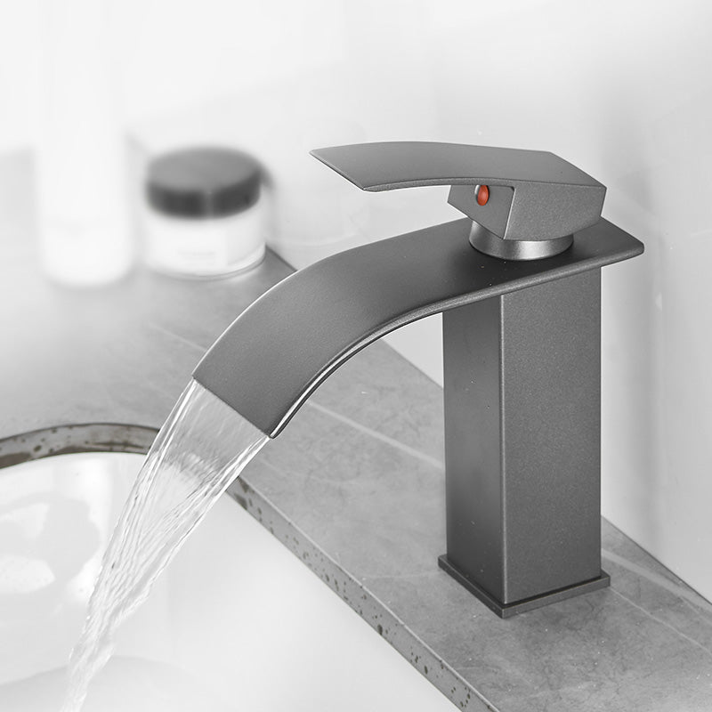 Modern Bathroom Sink Faucet Waterfall Spout Lever Handle Brass Sink Faucet