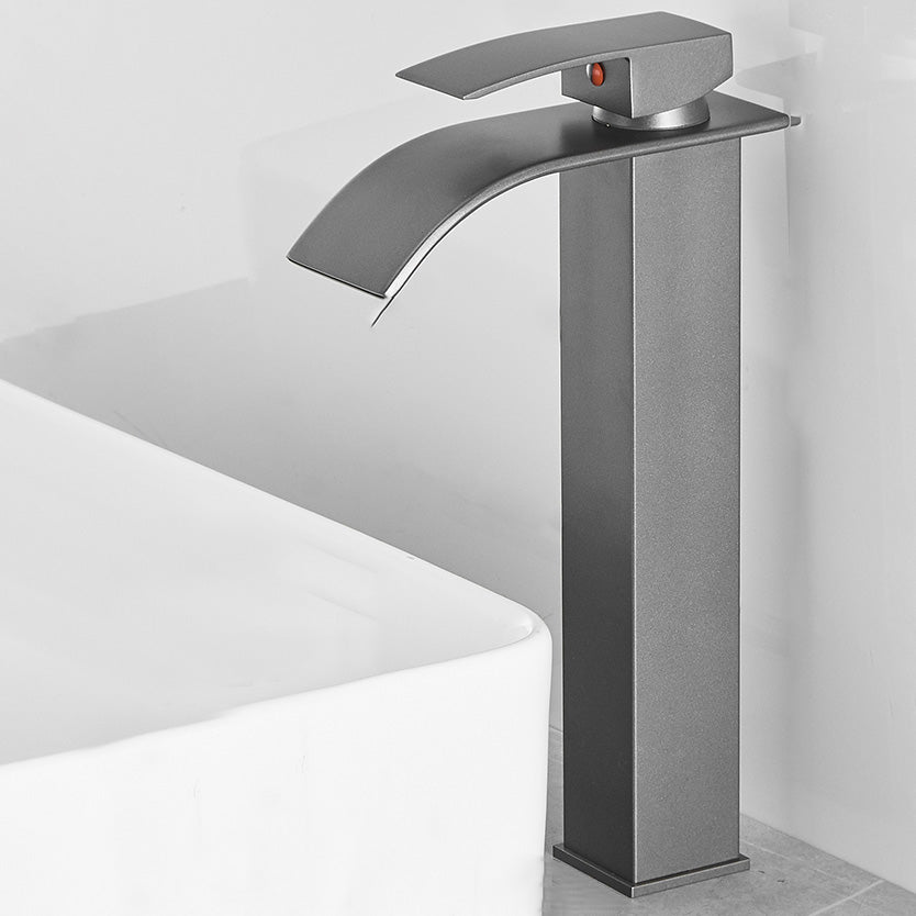 Modern Bathroom Sink Faucet Waterfall Spout Lever Handle Brass Sink Faucet
