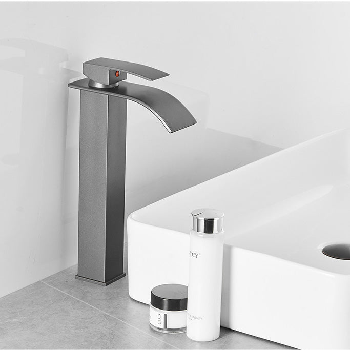 Modern Bathroom Sink Faucet Waterfall Spout Lever Handle Brass Sink Faucet