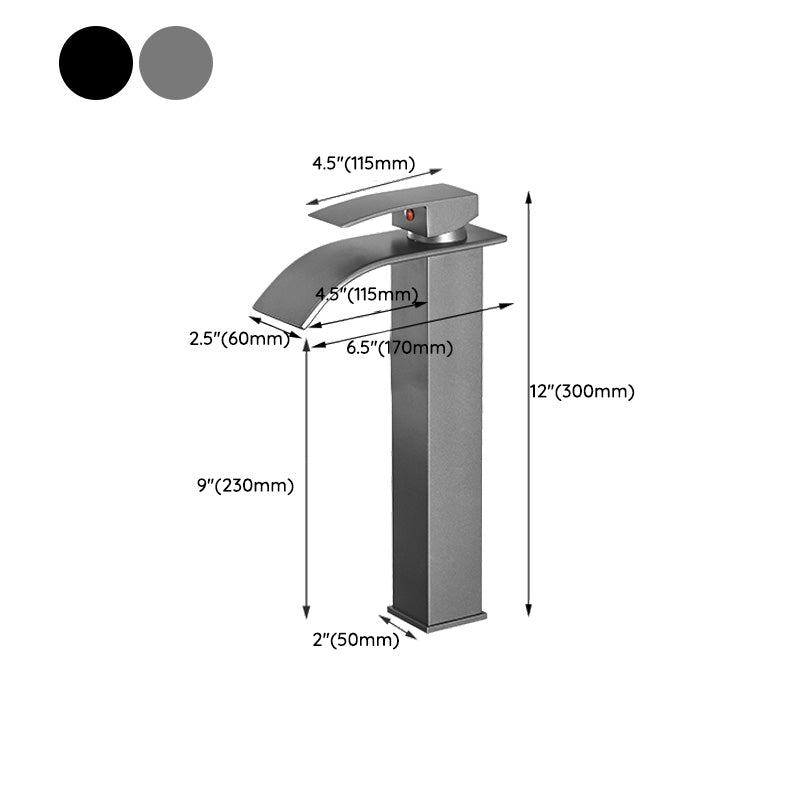 Modern Bathroom Sink Faucet Waterfall Spout Lever Handle Brass Sink Faucet