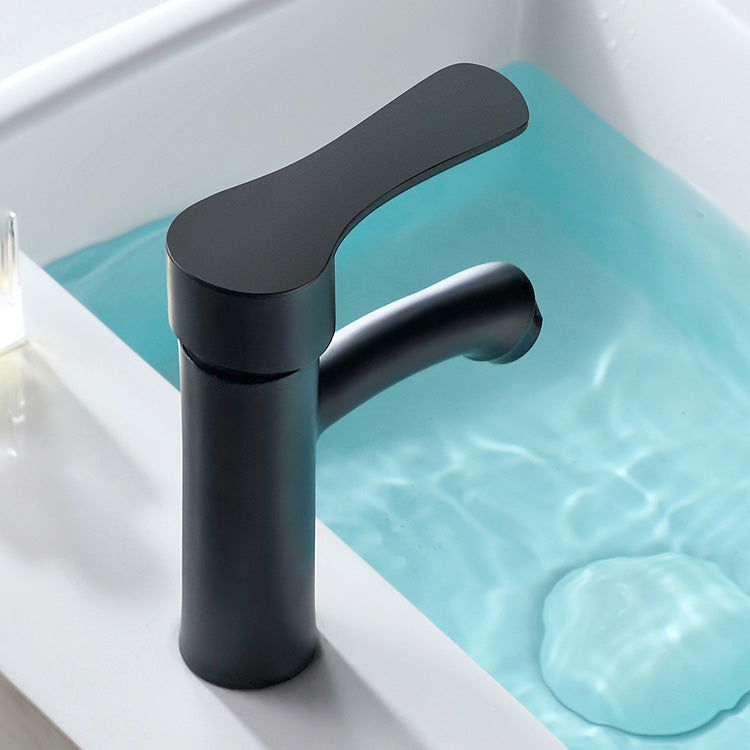 Contemporary Faucet Brass Black Bathroom Lever Handle Single Hole Sink Faucet