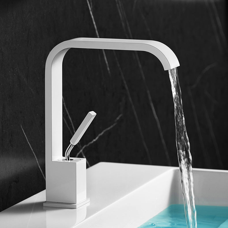 Unique Sink Faucet Bathroom Brass Solid Color Waterfall Spout Faucet