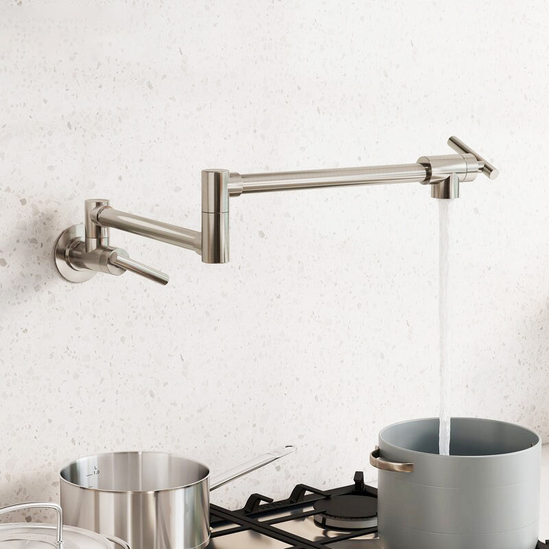 Modern Bridge-Style Kitchen Faucet 1-Hole Wall Mounted Pot Filler Faucet