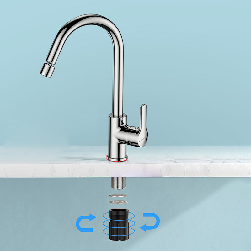 1 Hole Kitchen Faucet Metal High Arch Kitchen Sink Faucet with No Sensor