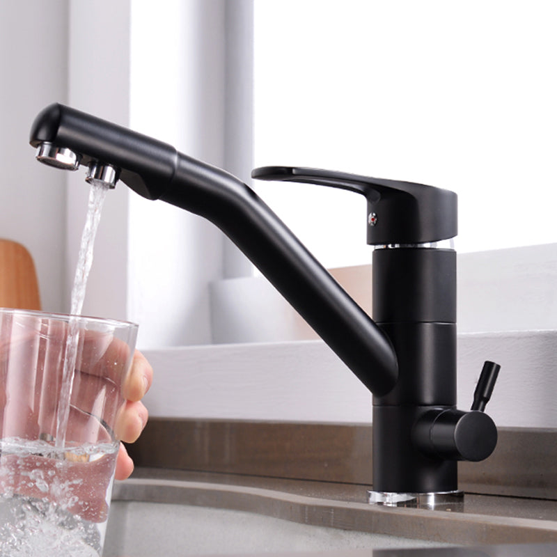 Contemporary Single Handle Kitchen Faucet Rotatable 1-Hold Bar Faucet