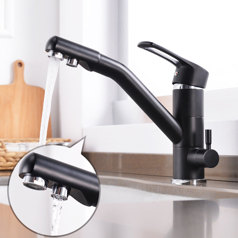 Contemporary Single Handle Kitchen Faucet Rotatable 1-Hold Bar Faucet