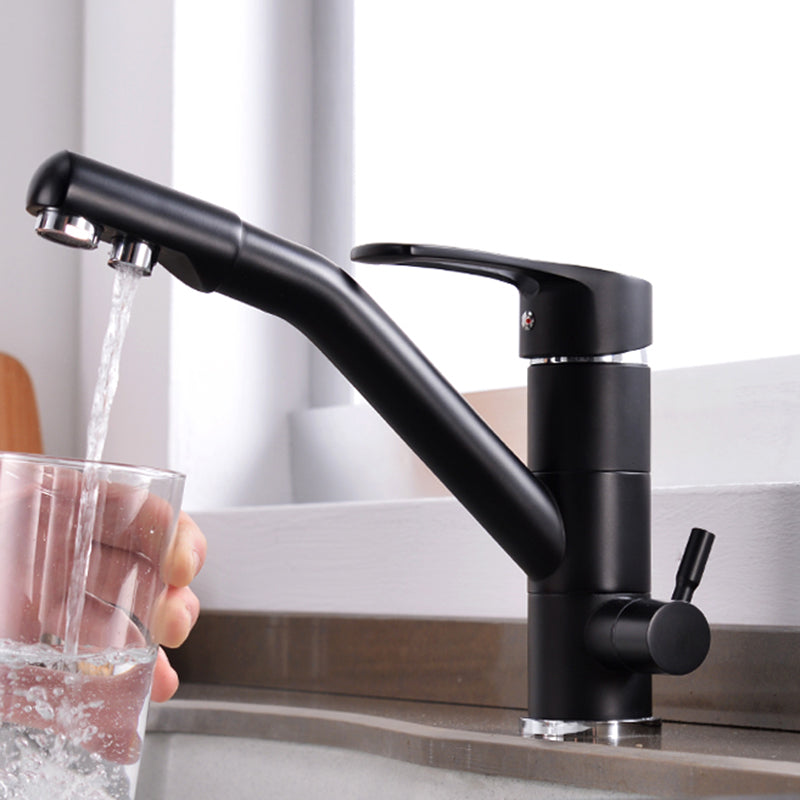 Contemporary Single Handle Kitchen Faucet Rotatable 1-Hold Bar Faucet