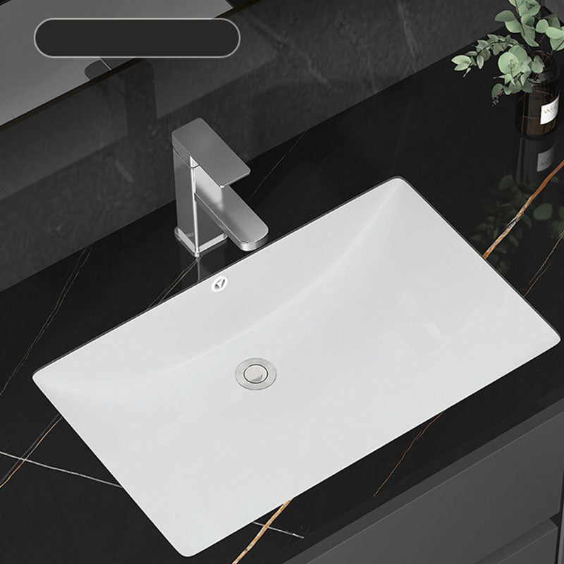 Modern White Bathroom Sink Porcelain Trough Bathroom Sink with Faucet
