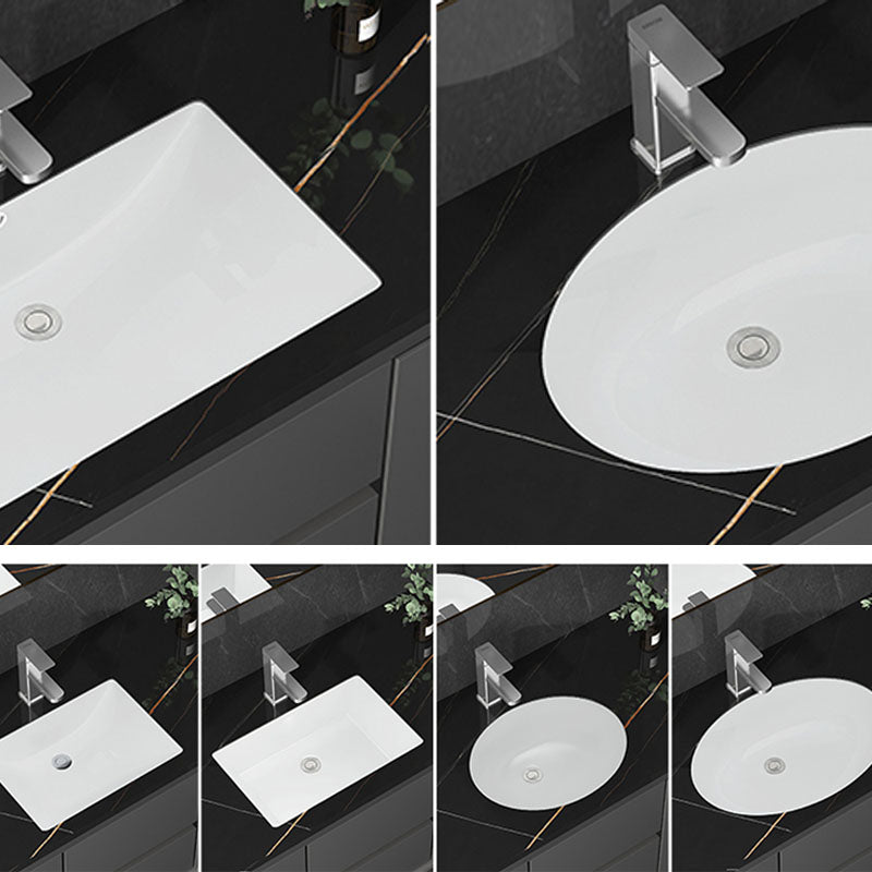 Modern White Bathroom Sink Porcelain Trough Bathroom Sink with Faucet