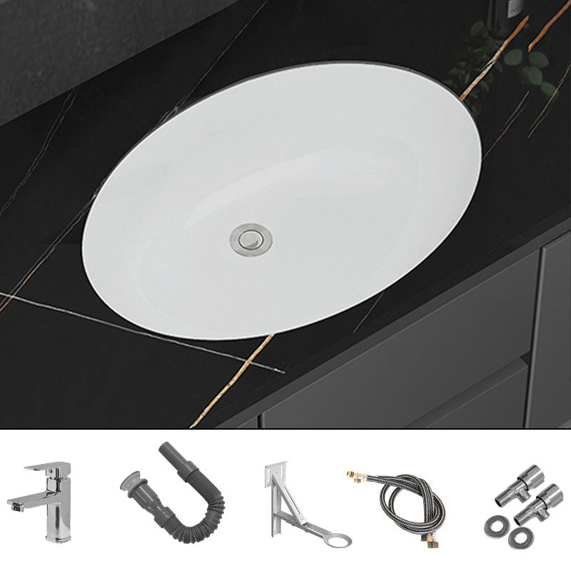 Modern White Bathroom Sink Porcelain Trough Bathroom Sink with Faucet