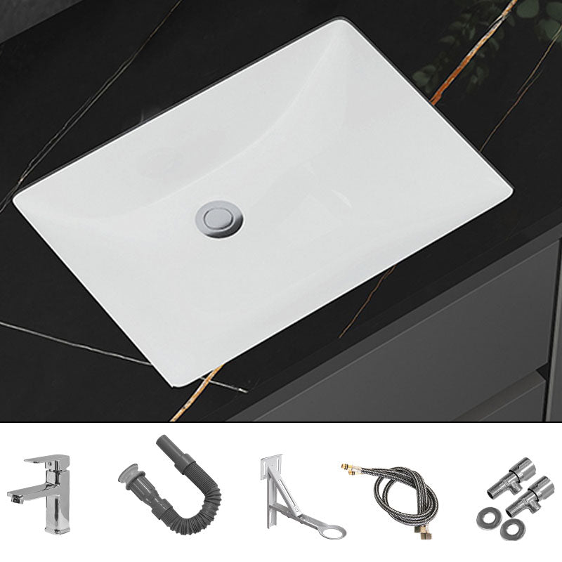 Modern White Bathroom Sink Porcelain Trough Bathroom Sink with Faucet