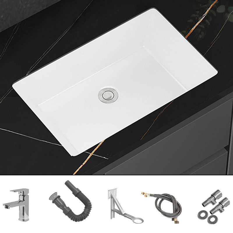 Modern White Bathroom Sink Porcelain Trough Bathroom Sink with Faucet