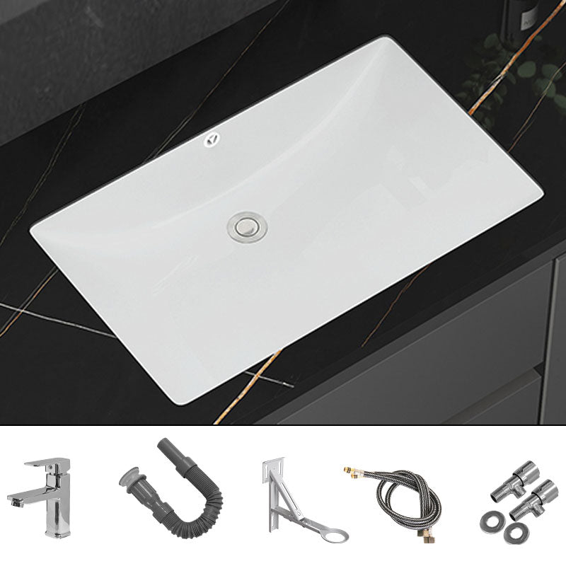 Modern White Bathroom Sink Porcelain Trough Bathroom Sink with Faucet