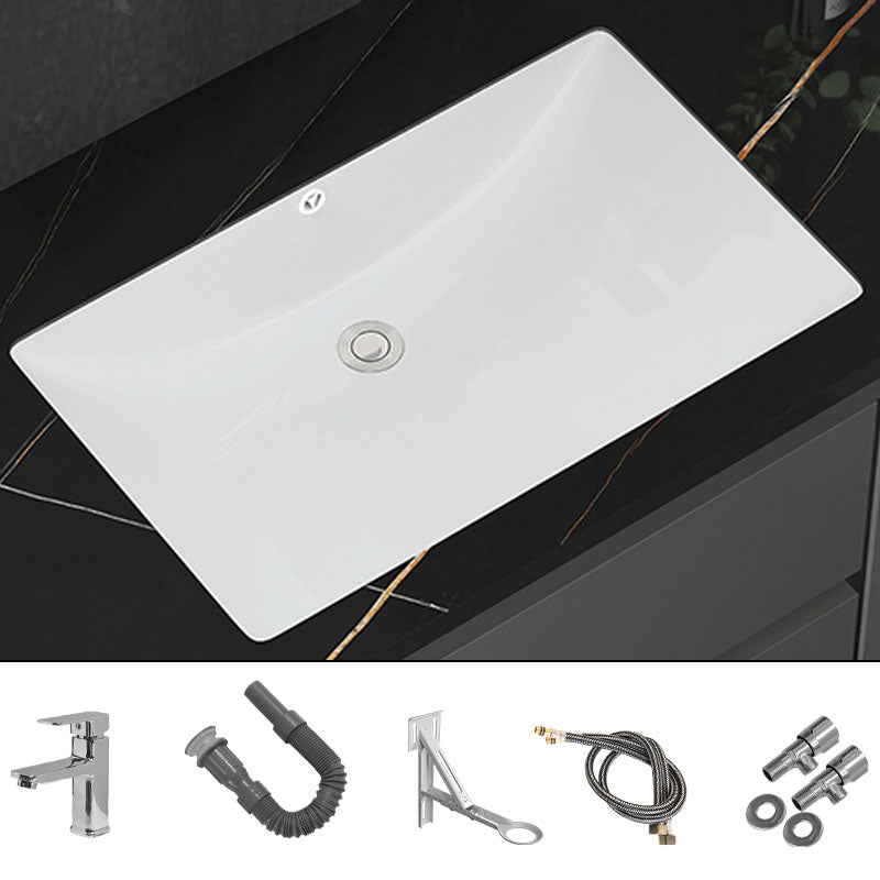 Modern White Bathroom Sink Porcelain Trough Bathroom Sink with Faucet