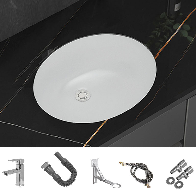 Modern White Bathroom Sink Porcelain Trough Bathroom Sink with Faucet